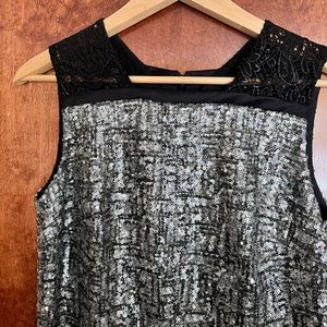 Carmen Marc size 4 Carmen Marc Valvo Black lace and silver sequin dress.
